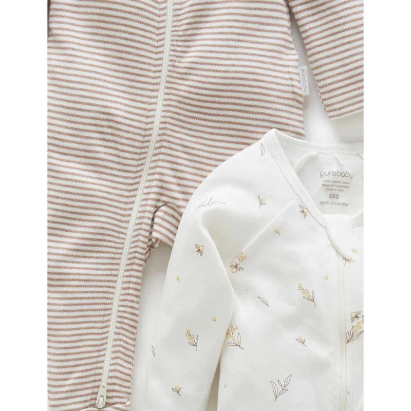Purebaby 2 Pack Zip Growsuit image number 2